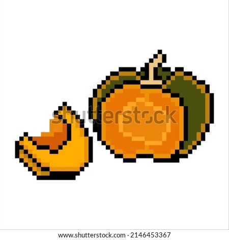 Pumpkin with pixel art. Vector illustration isolated on white background.