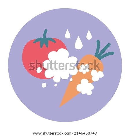 illustration of washing fruit using soap to keep it clean