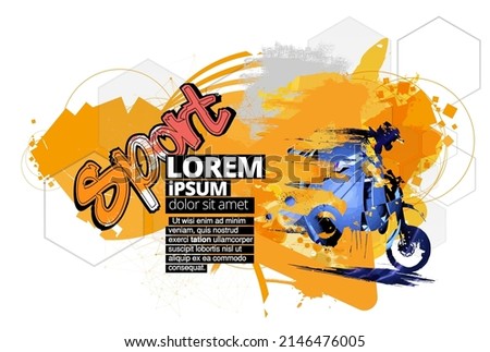 Man riding motobike, extreme sport racing, vector illustration