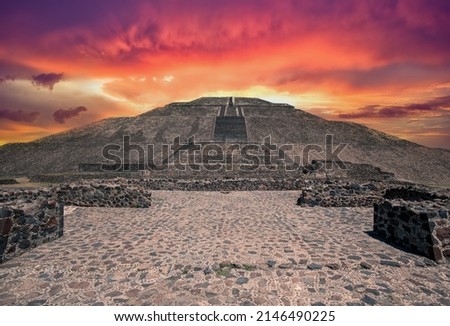 Mexico, Teotihuacan pyramids in Mexican Highlands and Mexico Valley close to Mexico City. Royalty-Free Stock Photo #2146490225