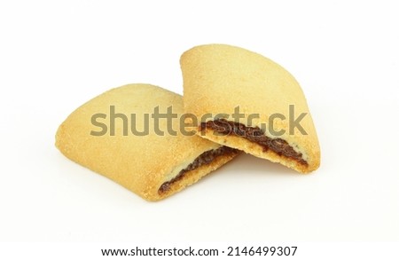 Two jam filled strudel pastries isolated on white background Royalty-Free Stock Photo #2146499307
