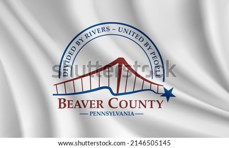 Flag of Beaver County, Pennsylvania, USA. Realistic waving flag of Beaver County vector background.
