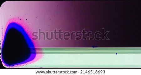 broken OLED display of a smartphone, abstract glitch background with copy-space