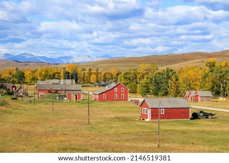 The Bar U Ranch National Historic Site, located near Longview, Alberta, is a preserved ranch that for 70 years was one of the leading ranching operations in Canada Royalty-Free Stock Photo #2146519381