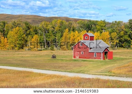 The Bar U Ranch National Historic Site, located near Longview, Alberta, is a preserved ranch that for 70 years was one of the leading ranching operations in Canada Royalty-Free Stock Photo #2146519383