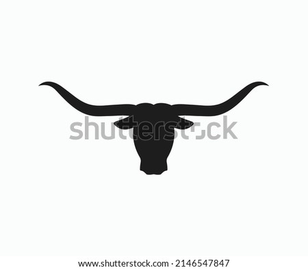 Longhorn Silhouette Vector Icon. Bullhead silhouette long horn vector logo design. Royalty-Free Stock Photo #2146547847