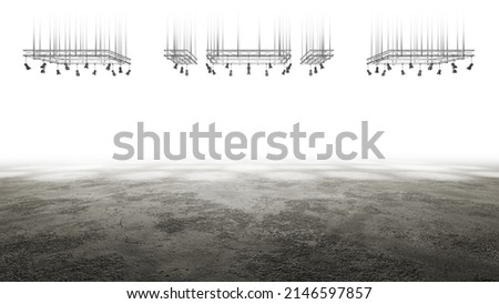 Concrete. Stage with spotlights and white light. Empty space background. Background for product demonstration or mockup on white background. 3d