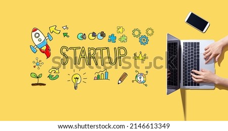 Startup with person working with a laptop