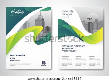 Template vector design for Brochure, Annual Report, Magazine, Poster, Corporate Presentation, Portfolio, Flyer, infographic, layout modern with Green color size A4, Front and back, Easy to use.