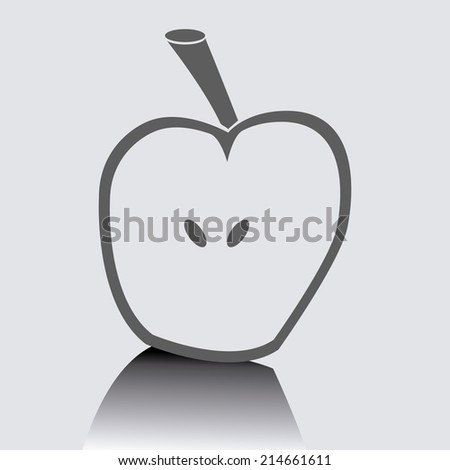 a grey silhouette of an apple on a grey background
