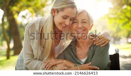 What bond is stronger than mother and daughter. Cropped shot of an affectionate young woman embracing her aged mother at the park. Royalty-Free Stock Photo #2146626413