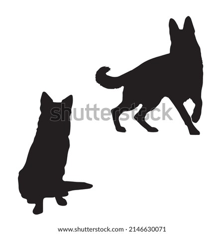Vector illustration of German shepherd silhouette