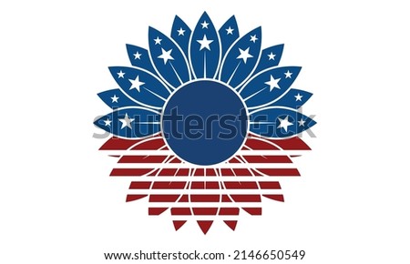 American Flag Sunflower Fourth of July Flower - 4th of July Vector and Clip Art
