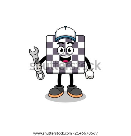 chessboard illustration cartoon as a mechanic , character design