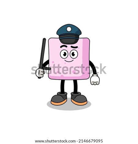 Cartoon Illustration of marshmallow police , character design