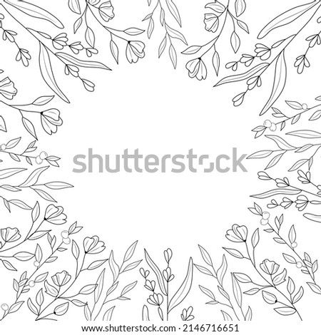 minimal botanical graphic sketch drawing, trendy tiny tattoo design, floral elements vector illustration