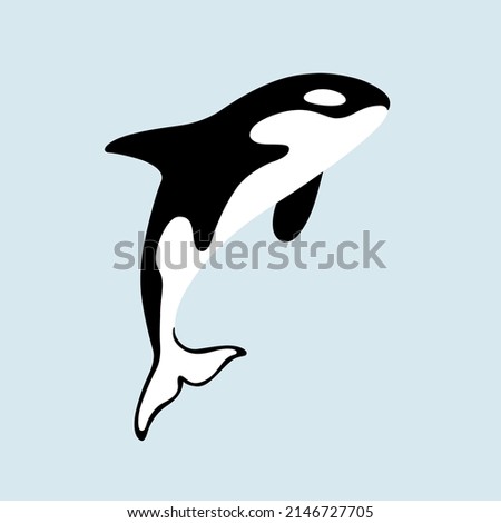 Cartoon killer whale. Сute animal character. Vector illustration.