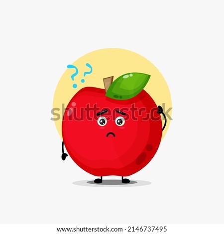 Cute red apple character confused
