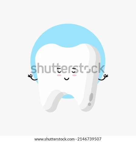 Illustration of cute tooth character meditating