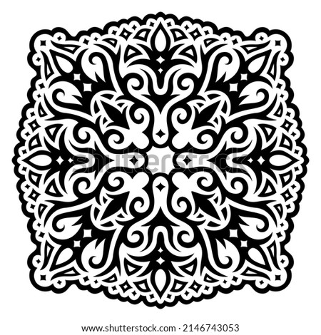 Beautiful monochrome tribal tattoo vector illustration with abstract black cosmic vintage pattern isolated on the white background