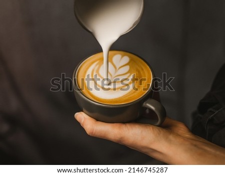Latte Art Cappuccino coffeee texture  Royalty-Free Stock Photo #2146745287