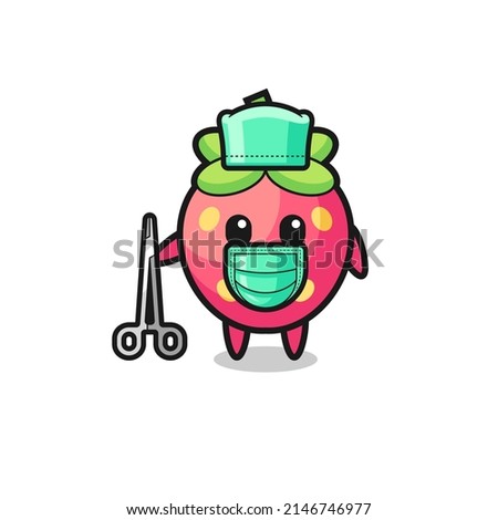 surgeon strawberry mascot character , cute design