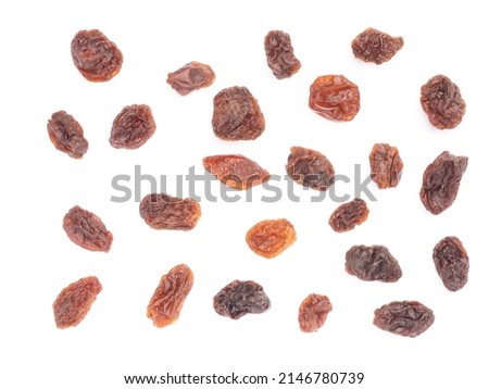 Bunch of Raisin isolated on white background. Macro. Vegetarian concept