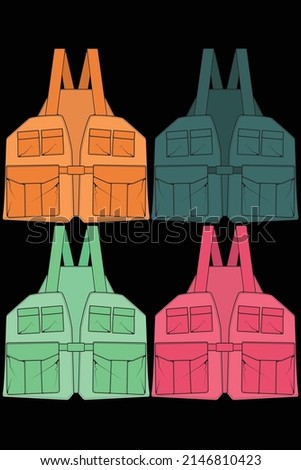 Set of chest vest bag coloring vector, chest vest bag in a sketch style, vector Illustration.
