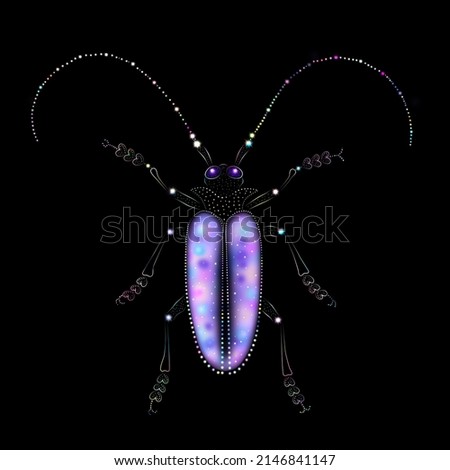 Glowing beetle on a black background