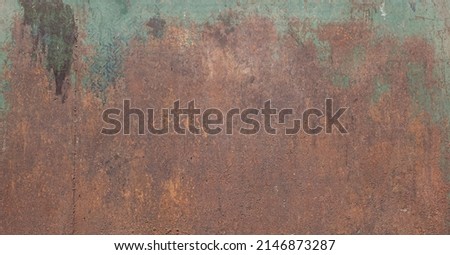 Old rusty galvanized metal sheet. Blue patina and rust. Grunge background texture. Copy space. Royalty-Free Stock Photo #2146873287
