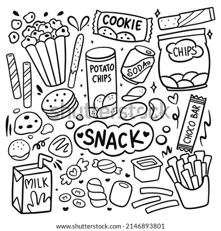kawaii hand drawn snack food product vector illustration  Royalty-Free Stock Photo #2146893801