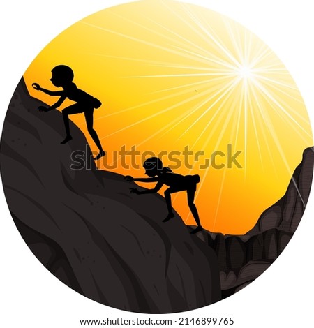 Silhouette rock climbing badge illustration