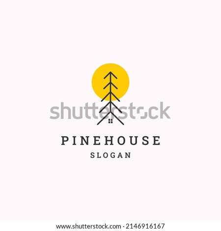 Pine house logo icon design template vector illustration