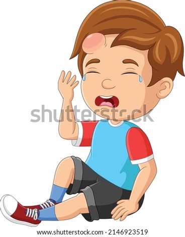 Little boy crying with a bump on his head Royalty-Free Stock Photo #2146923519