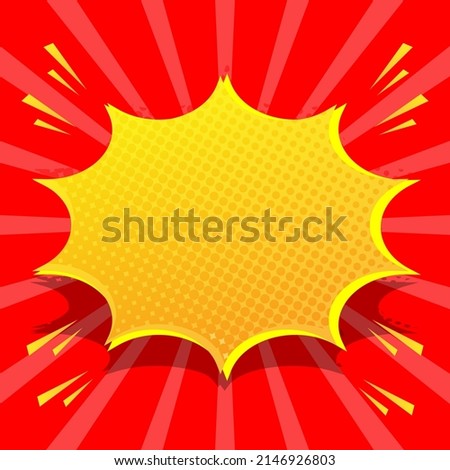 blank yellow speech bubble with starburst shape on red sunburst pattern background for website banner and marketing promotion graphic design
