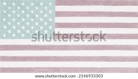 American national flag. Light patriotic background. Pale US Stars and Stripes. U.S. flag with changed from official colors. Independence Day and Flag Day