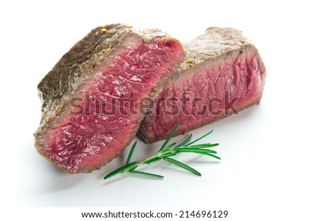 grilled fillet steak on white background