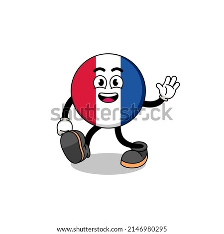 france flag cartoon walking , character design