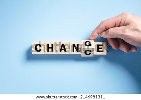 Changing word Change to Chance on wooden blocks concept for optimistic, opportunity and career growth Royalty-Free Stock Photo #2146981311