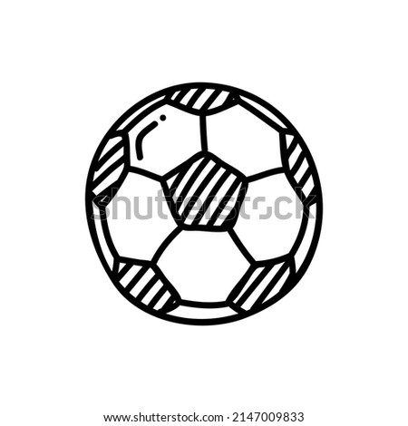 Soccer ball thin line icon on white background - Vector illustration