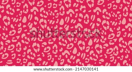 Leopard pink seamless pattern. Animalistic print for fabric, paper. Vector hand-drawn background