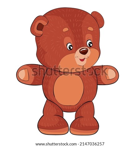 brown bear toy spread its paws in different directions, cartoon illustration, isolated object on a white background, vector, eps