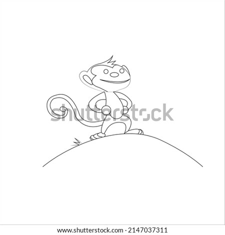 Animal outline for monkey on vine illustration