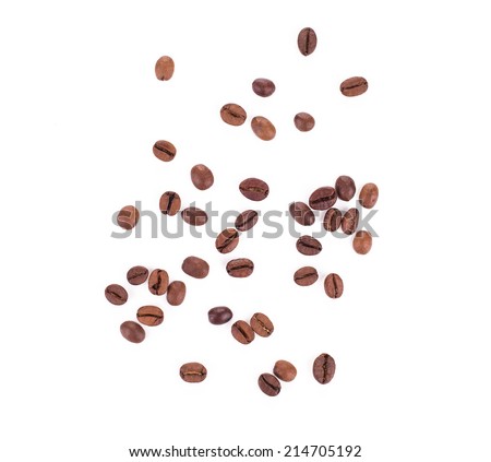 Coffee Beans isolated on white background in the closeup