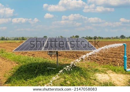 Solar panel for waterpump in agricultural field Royalty-Free Stock Photo #2147058083