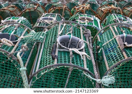 Fishing traps used by fishermen to catch fish in the sea