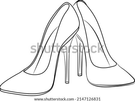 high heels Outline stype vector design element , illustration Royalty-Free Stock Photo #2147126831
