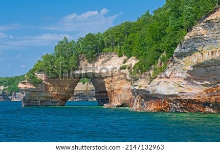 Lovers Leap Graceful Sandstone Arch on the Great Lakes in Pictured Rocks National Lakeshore in Michigan
