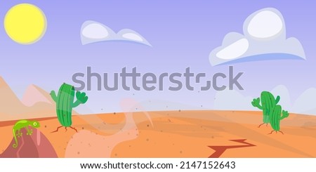 wild west landscape cacti desert sunny weather vector illustration