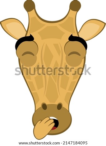 Vector illustration of the face of a cartoon giraffe yawning